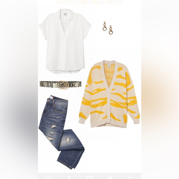 Cabi Roar Cardigan, Size Small, Yellow/Cream - Picture 3 of 10